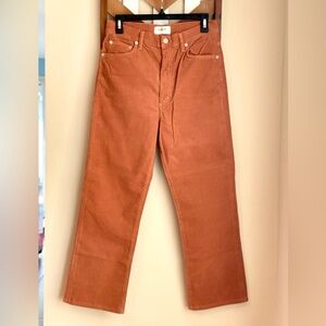NEW AGOLDE 28 27 Pinch Waist Corduroy Crop Nutmeg Orange Brown High Rise Hemmed